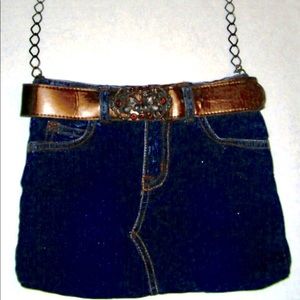 Denim jean bag with chain strap